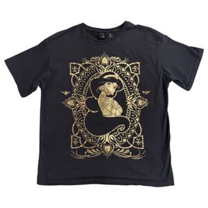 Disney Princess x Bershka Jasmine Aladdin Womens S Black Gold Foil Graphic Tee